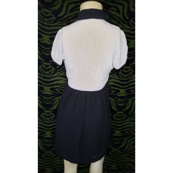 Ivory & black collared button up dress - Picture 4 of 4